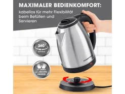 GOURMETmaxx Wasserkocher 1.8 l, Schwarz/Silber