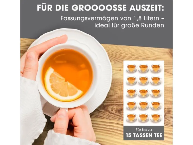 GOURMETmaxx Wasserkocher 1.8 l, Schwarz/Silber