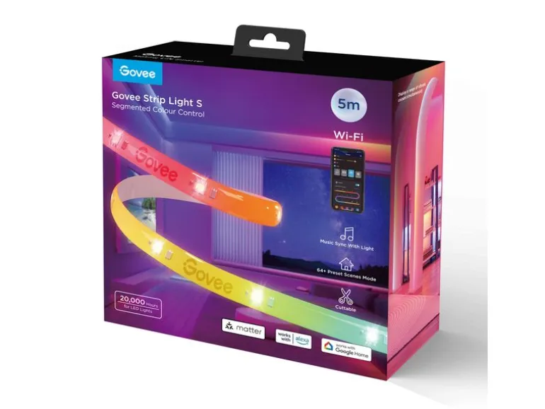 Govee LED Stripe Light S, Wi-Fi / Bluetooth / Matter, 5 m, RGBIC