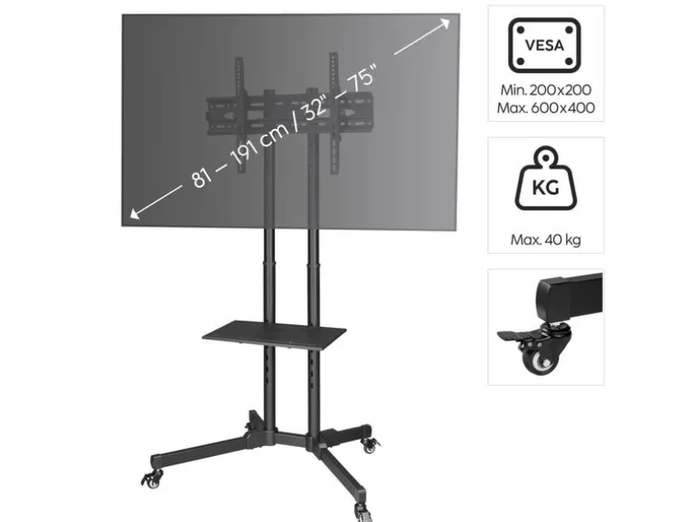 Hama Technics AG TV-Ständer mit Rollen "Trolley" Schwarz