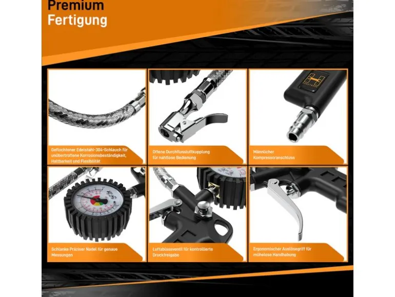 Hardtwerk Druckluft-Reifenfüllmesser Messbereich: 012 bar