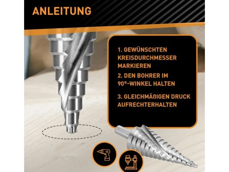 Hardtwerk Stufenbohrer 15 Stufen Ø 4-32 mm
