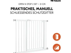 Hauck Türschutzgitter Open N Stop 2 Set +21 cm Weiss