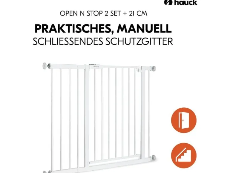 Hauck Türschutzgitter Open N Stop 2 Set +21 cm Weiss