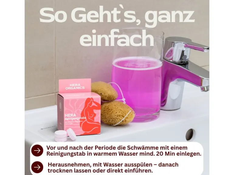 Hera Organics Reinigungstabs Menstruationsschwamm 6 Stück