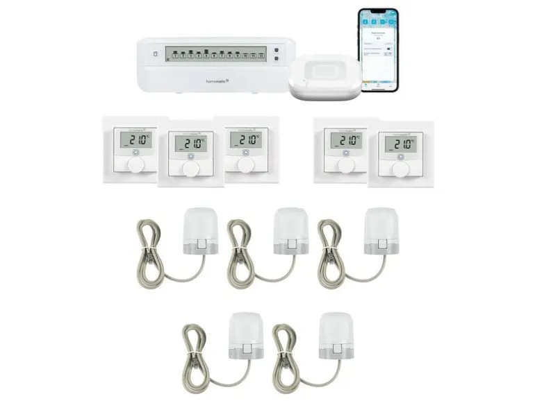 Homematic IP Fussboden Kit 5x Wandthermo, 5x Stellantrieb Acces2 Aktor