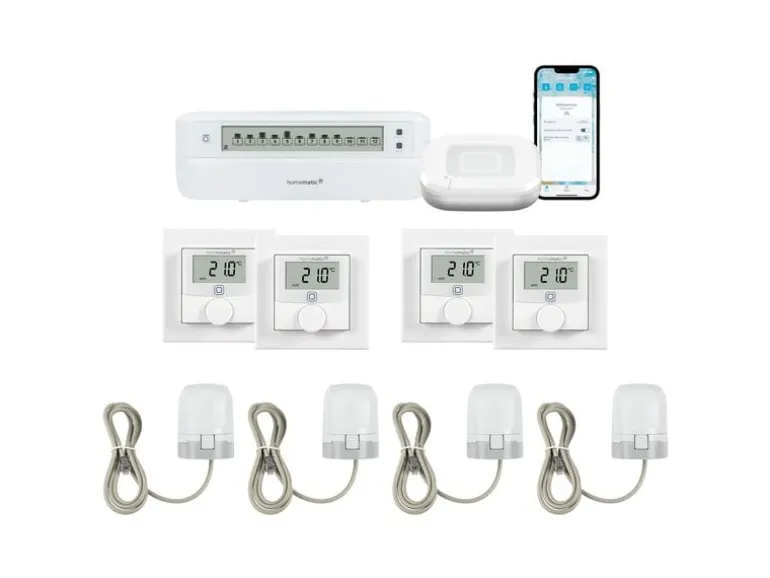 Homematic IP Fussboden Kit 4x Wandthermo, 4x Stellantrieb Acces2 Aktor