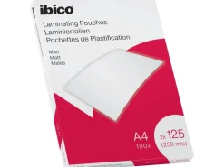 Ibico Laminierfolie A4, 125 µm, 100 Stück, Wasserabweisend; Matt