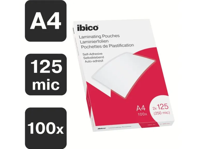 Ibico Laminierfolie A4, 125 µm, 100 Stück, Wasserabweisend