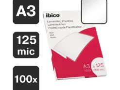 Ibico Laminierfolie A3, 125 µm, 100 Stück, Wasserabweisend; Matt