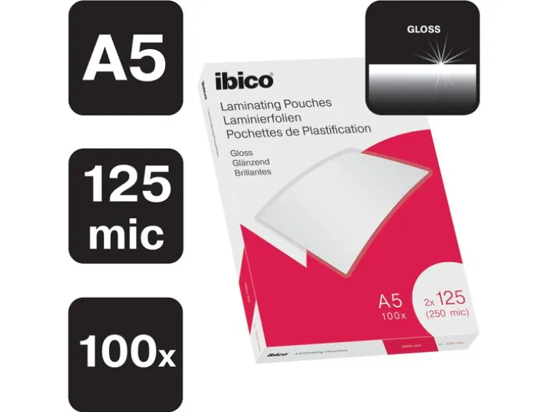 Ibico Laminierfolie Ibico A5, 125 µm, 100 Stück, Wasserabweisend
