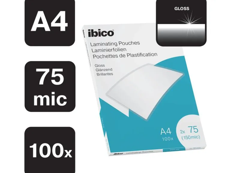 Ibico Laminierfolie Ibico A4, 75 µm, 100 Stück, Wassserabweisend