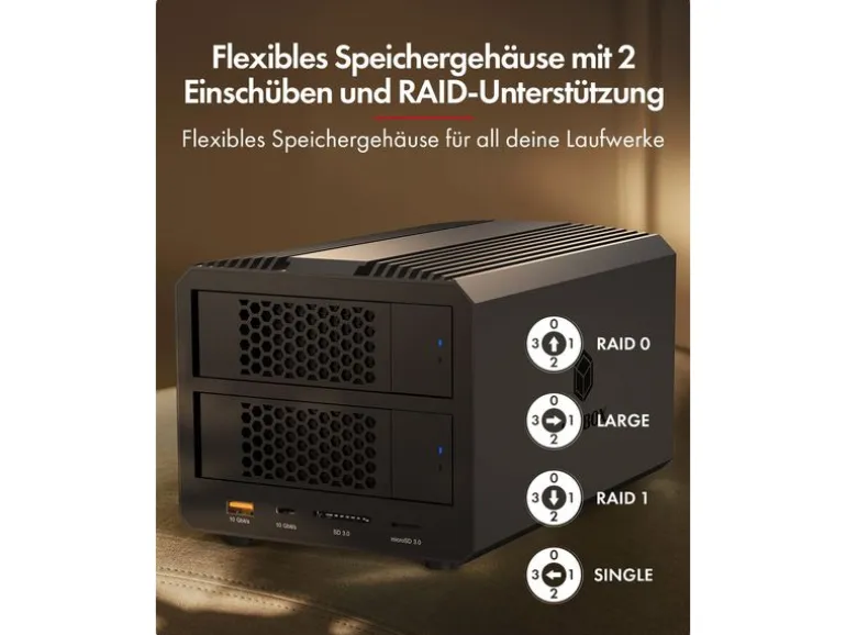 ICY BOX Externes Gehäuse SPADE RAID 3721 2.5"/3.5"/Extern