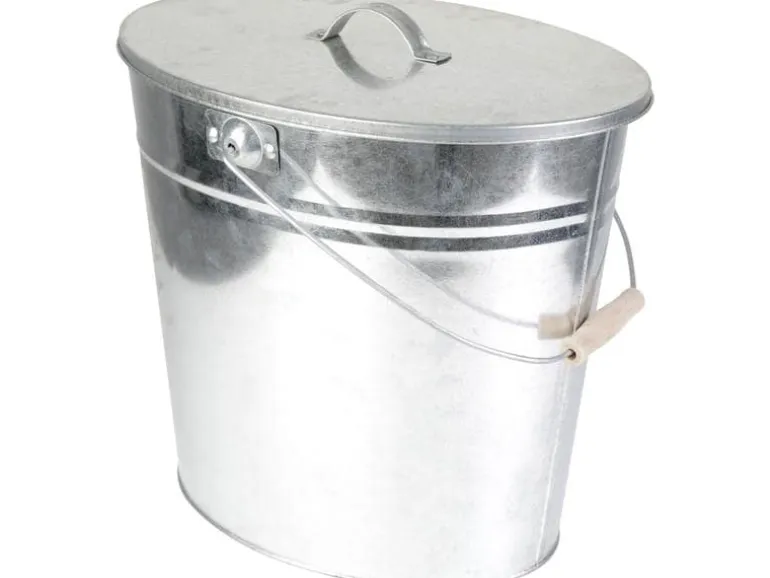 Kamino Ascheeimer mit Deckel, 24 l, Silber