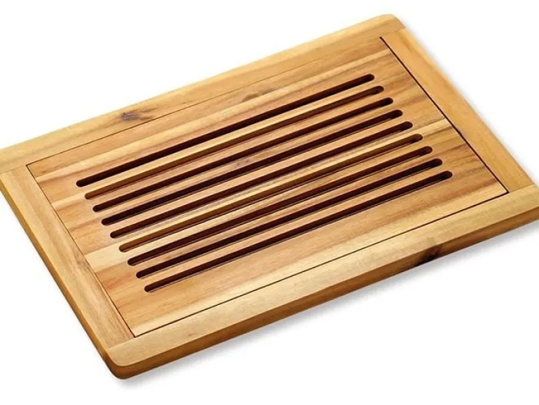 Kesper Brotschneidebrett Akazienholz mit Krümelfach 47.5 x 32 cm