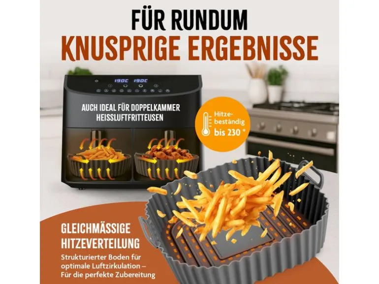 KitchBo Silikonform 20 x 20 x 6.3 cm, Schwarz / Grau