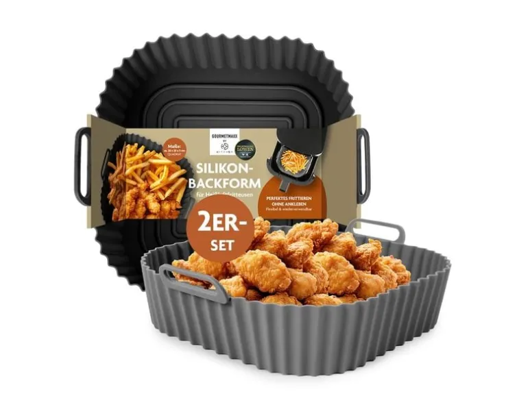 KitchBo Silikonform 20 x 20 x 6.3 cm, Schwarz / Grau