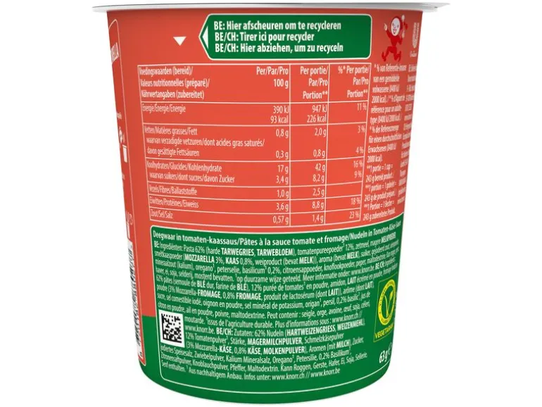 Knorr Fertiggericht Pasta Snack Tomato Mozzarella 63 g