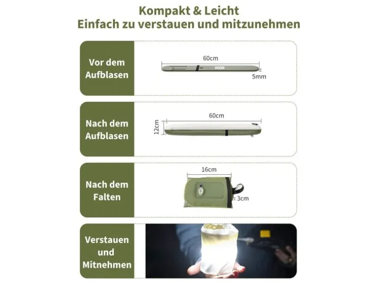 KOOR Campinglampe Luceda aufblasbar, 2 Stück