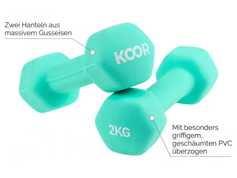 KOOR Kurzhantel-Set 2 kg, Mint