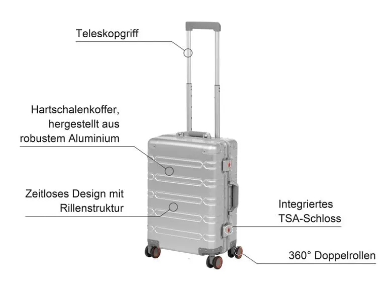 KOOR Reisekoffer Aluminium 40 L, Silber