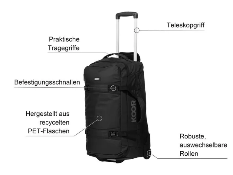 KOOR Reisekoffer Jiibs 70 L, Schwarz