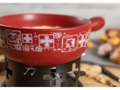 Kuhn Rikon Käsefondue-Set Suisse 8 Teile, Schwarz/Rot