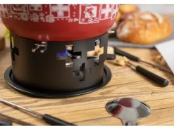 Kuhn Rikon Käsefondue-Set Suisse 8 Teile, Schwarz/Rot