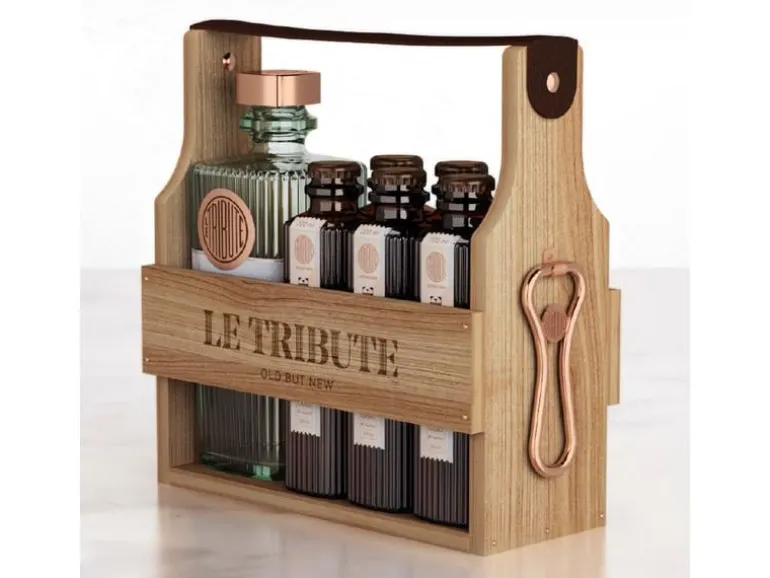 Le Tribute Geschenkset Gin & Tonic Holzbox 1 x 0.7 l & 6 x 20 cl