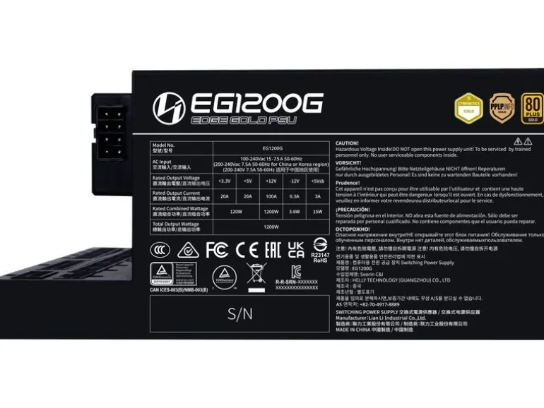 Lian Li Netzteil Edge 1200 Edge Gold 1200 W Schwarz