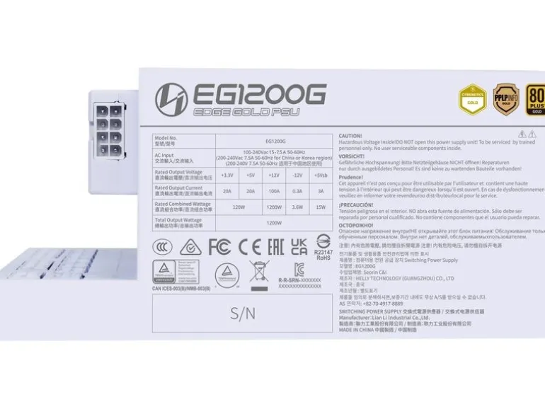 Lian Li Netzteil Edge 1200 Edge Gold 1200 W Weiss