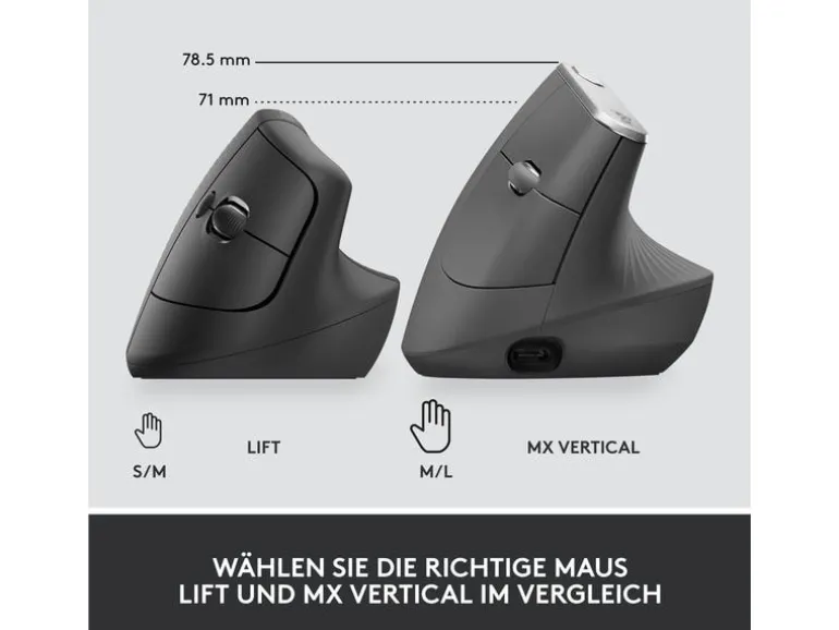 Logitech Ergonomische Maus Lift for Business Graphite