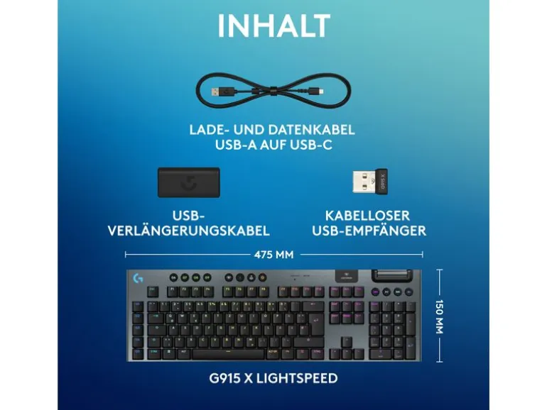 Logitech Gaming-Tastatur G915 X Lightspeed GL Tactile