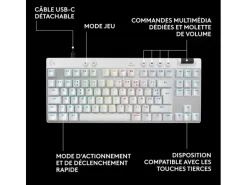 Logitech Gaming-Tastatur Pro X TKL Rapid Weiss