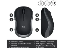 Logitech Maus M185 Wireless grau
