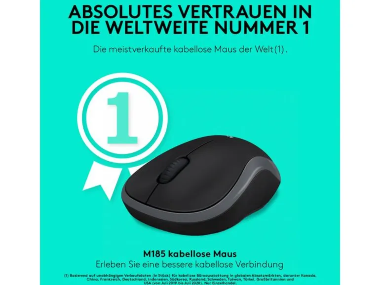Logitech Maus M185 Wireless grau