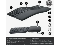 Logitech Tastatur Ergo K860 QWERTZ (CH), Schwarz/Graphit