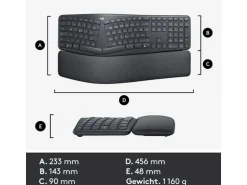 Logitech Tastatur Ergo K860 QWERTZ (CH), Schwarz/Graphit