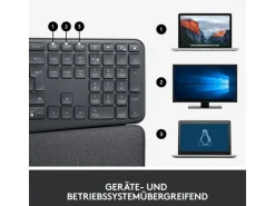 Logitech Tastatur Ergo K860 QWERTZ (CH), Schwarz/Graphit