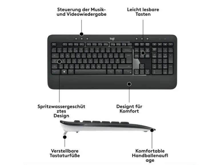 Logitech Tastatur-Maus-Set MK540 Advanced CH-Layout, für Windows