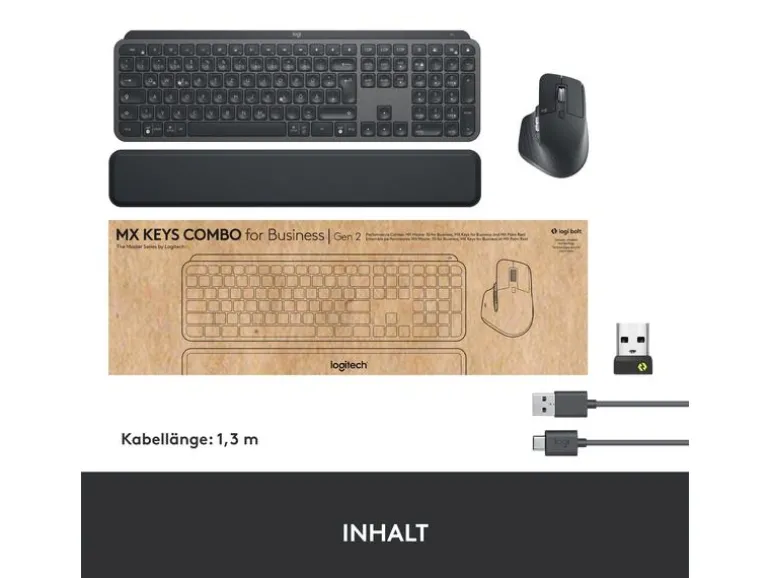 Logitech Tastatur-Maus-Set MX Keys Combo for Business 2. Gen