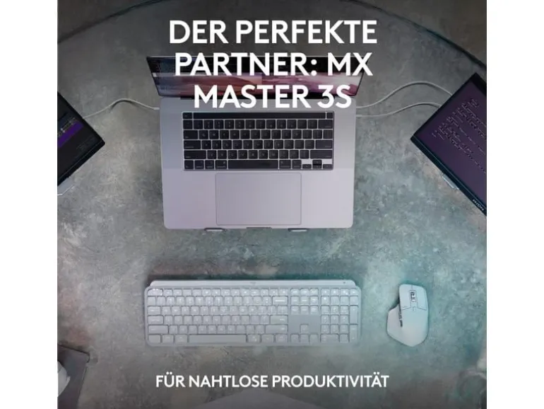 Logitech Tastatur MX Keys S Plus CH-Layout mit Handgelenkauflage