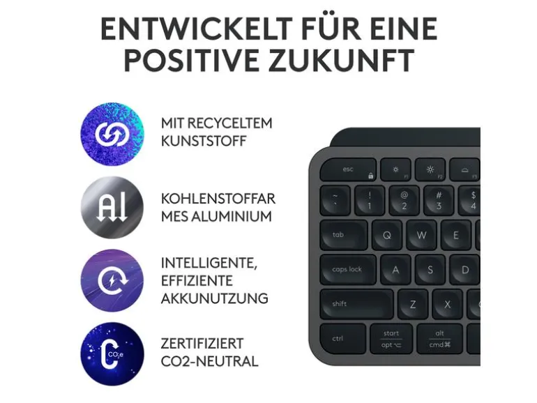 Logitech Tastatur MX Keys S Plus CH-Layout mit Handgelenkauflage