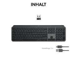 Logitech Tastatur MX Keys S Plus CH-Layout mit Handgelenkauflage