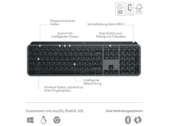 Logitech Tastatur MX Keys S Plus CH-Layout mit Handgelenkauflage