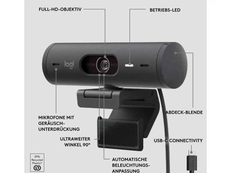Logitech Webcam Brio 500 Graphite