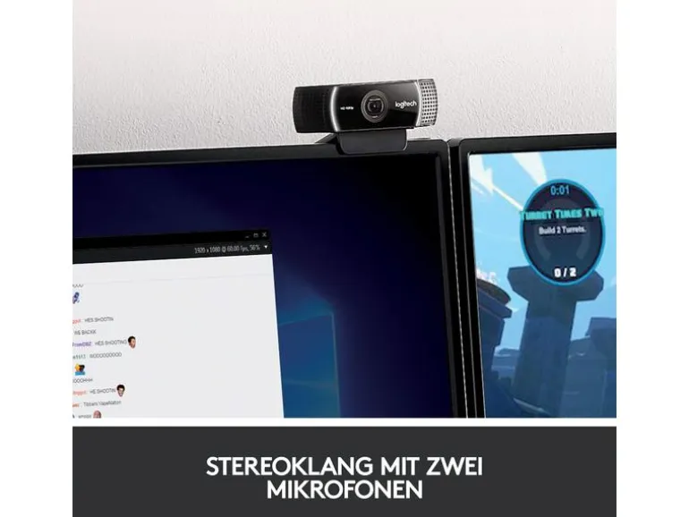 Logitech Webcam C922 Pro Stream , mit Stativ, Full-HD 1080p, USB