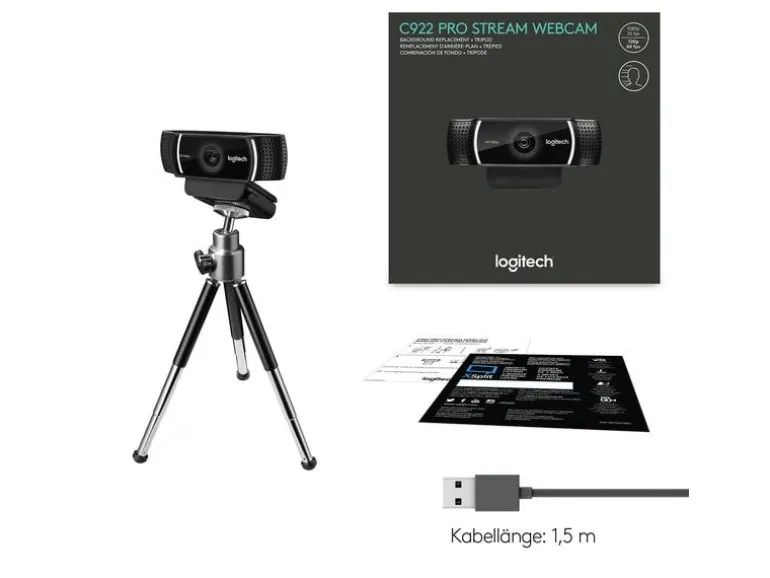 Logitech Webcam C922 Pro Stream , mit Stativ, Full-HD 1080p, USB
