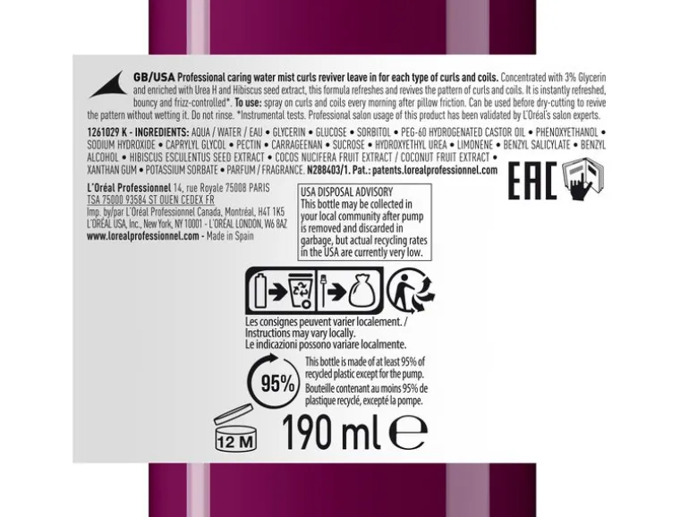 L'Oréal Professionnel Serie Expert Curl Expression Curls Reviver Leave-In 190 ml