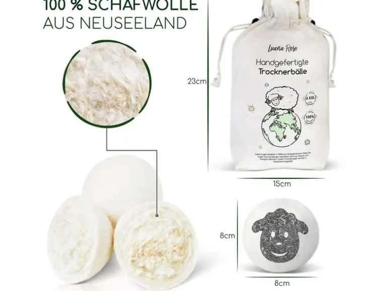 Luana Rose Trocknerbälle, Weiss, 6er-Set